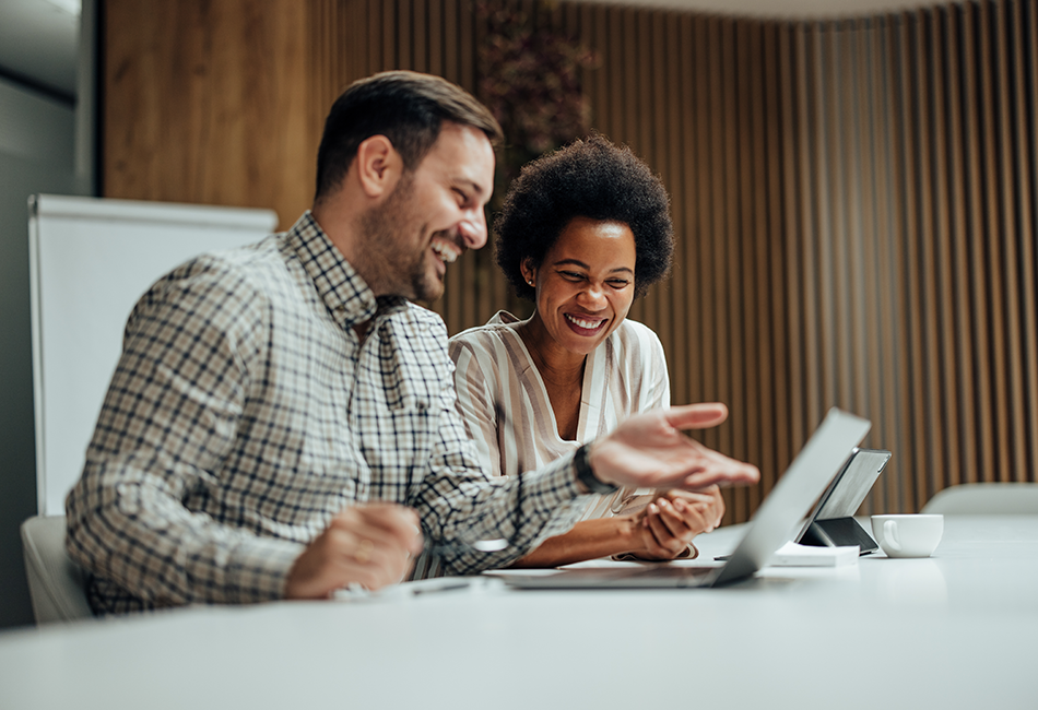 Smiling adult business partners