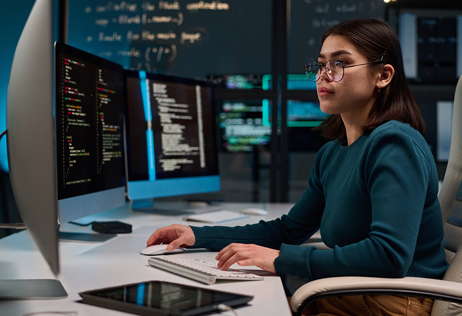 Woman computer cyber